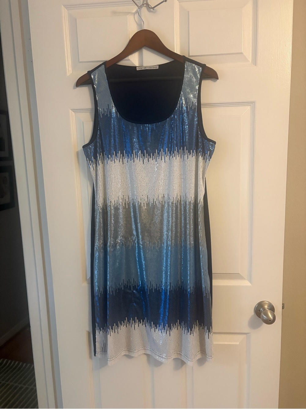 Peter Nygard Blue Ombre Sequined Dress, size large
